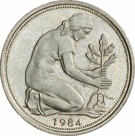 Реверс монеты - 50 пфеннигов 1984 года D - цена  монеты - Германия, ФРГ