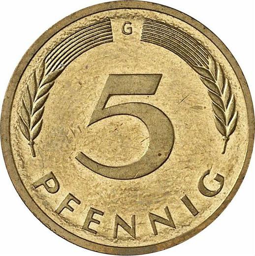 Anverso 5 Pfennige 1997 G - valor de la moneda  - Alemania, RFA