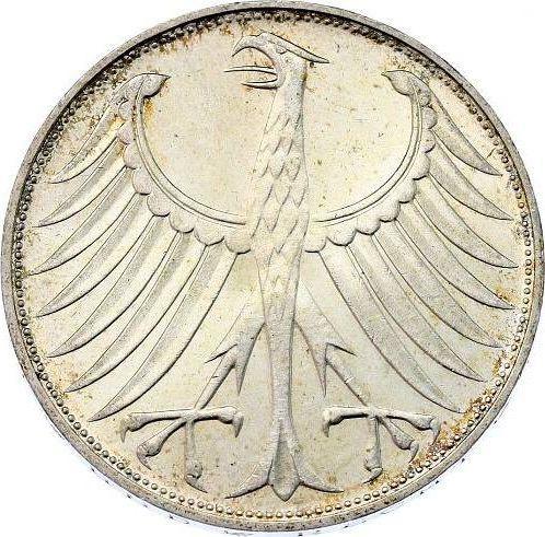 Реверс монеты - 5 марок 1974 года G - цена серебряной монеты - Германия, ФРГ