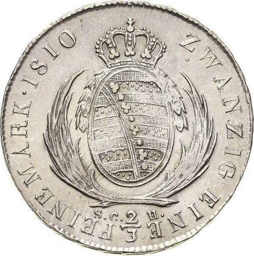Reverso 2/3 táleros 1810 S.G.H. - valor de la moneda de plata - Sajonia, Federico Augusto I