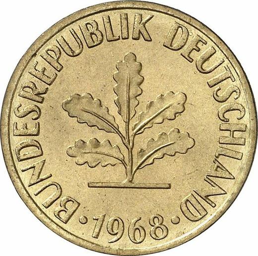 Реверс монеты - 10 пфеннигов 1968 года J - цена  монеты - Германия, ФРГ