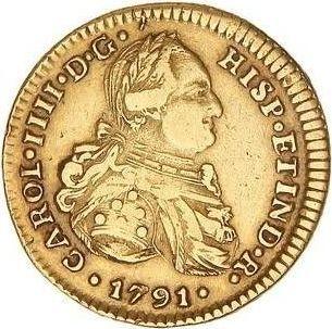 Аверс монеты - 2 эскудо 1791 года PTS PR - цена золотой монеты - Боливия, Карл IV