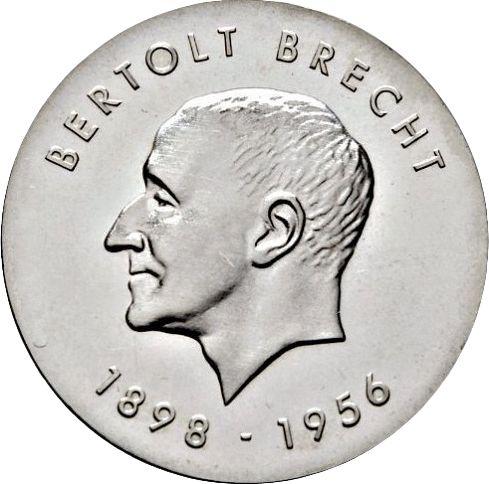 Awers monety - 10 marek 1973 "Bertolt Brecht" - cena srebrnej monety - Niemcy, NRD