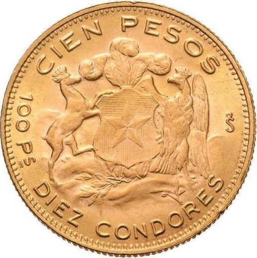 Реверс монеты - 100 песо 1972 года So - цена золотой монеты - Чили, Республика