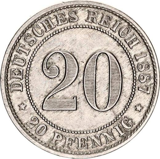 Аверс монеты - 20 пфеннигов 1887 года D "Тип 1887-1888" - цена  монеты - Германия, Германская Империя