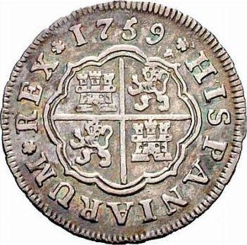 Реверс монеты - 1 реал 1759 года M J - цена серебряной монеты - Испания, Карл III