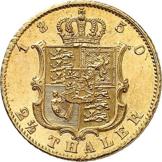 Reverso 2 1/2 táleros 1850 B - valor de la moneda de oro - Hannover, Ernesto Augusto 
