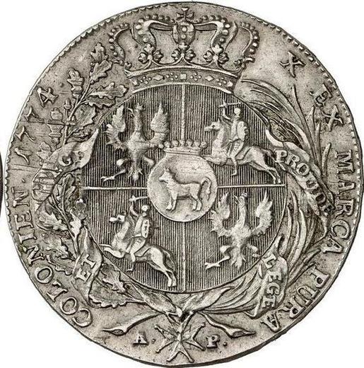 Reverso Tálero 1774 AP - valor de la moneda de plata - Polonia, Estanislao II Poniatowski