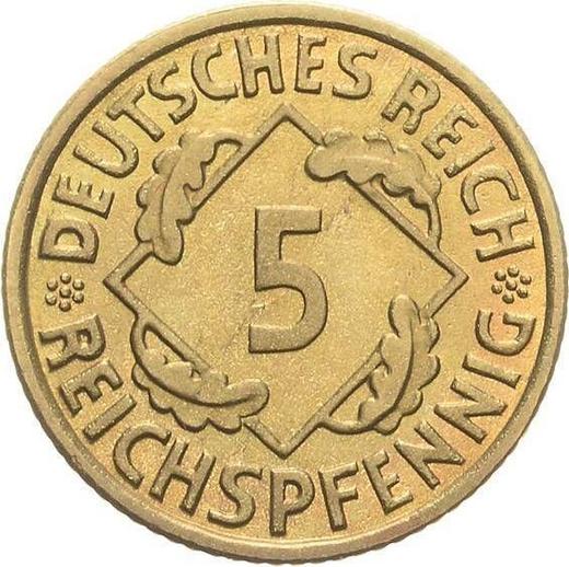 Аверс монеты - 5 рейхспфеннигов 1935 года E - цена  монеты - Германия, Bеймарская республика