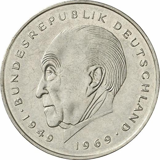 Аверс монеты - 2 марки 1977 года J "Аденауэр" - цена  монеты - Германия, ФРГ