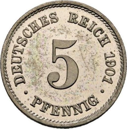 Аверс монеты - 5 пфеннигов 1901 года F "Тип 1890-1915" - цена  монеты - Германия, Германская Империя