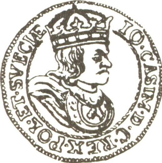 Аверс монеты - Дукат 1661 года GBA "Портрет в короне" - цена золотой монеты - Польша, Ян II Казимир