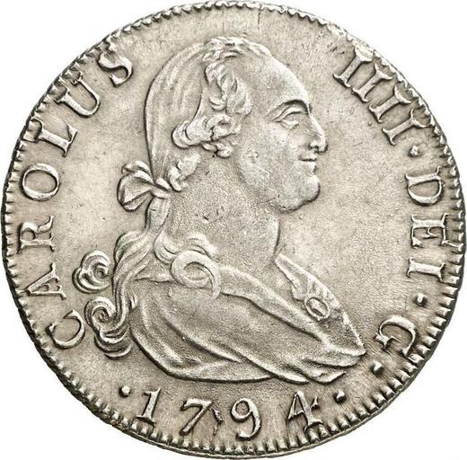Аверс монеты - 4 реала 1794 года M MF - цена серебряной монеты - Испания, Карл IV