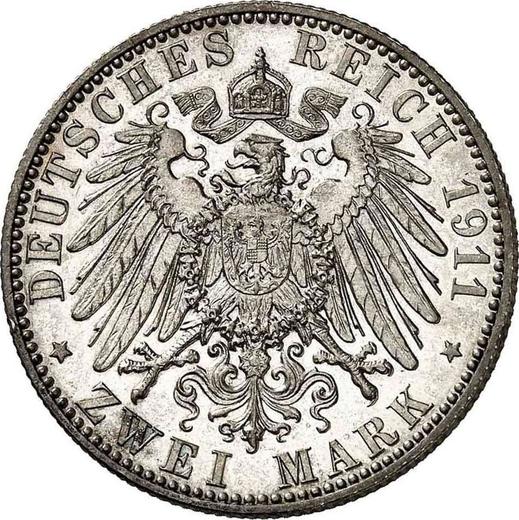 Reverso 2 marcos 1911 J "Hamburg" - valor de la moneda de plata - Alemania, Imperio alemán