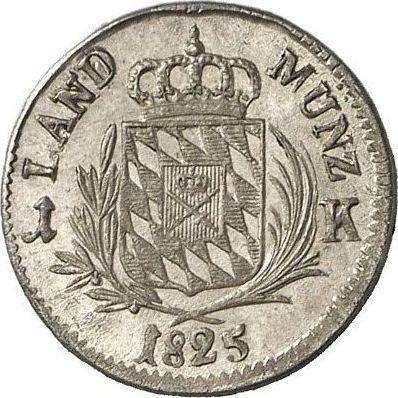 Rewers monety - 1 krajcar 1825 - cena srebrnej monety - Bawaria, Maksymilian I