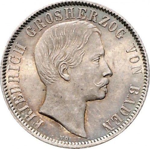 Аверс монеты - 1/2 гульдена 1860 года - цена серебряной монеты - Баден, Фридрих I