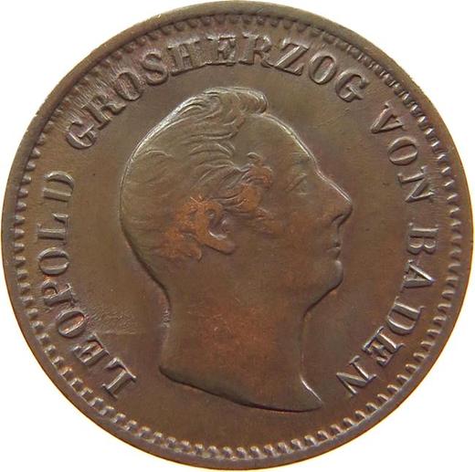 Аверс монеты - 1/2 крейцера 1846 года - цена  монеты - Баден, Леопольд