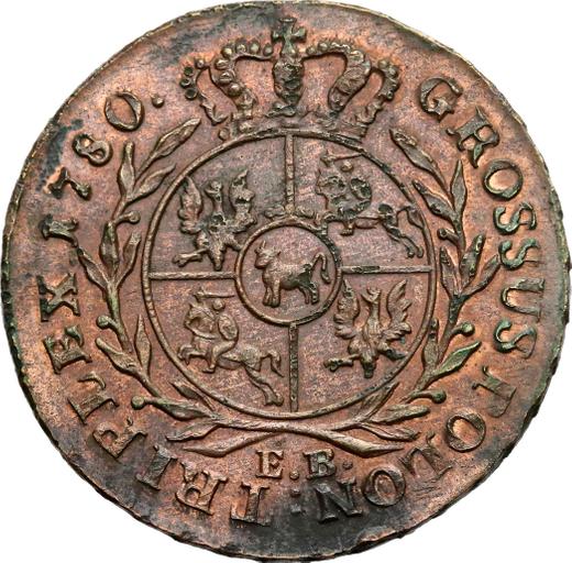 Reverso Trojak (3 groszy) 1780 EB - valor de la moneda  - Polonia, Estanislao II Poniatowski