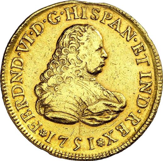 Аверс монеты - 4 эскудо 1751 года Mo MF - цена золотой монеты - Мексика, Фердинанд VI