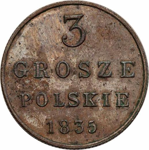 Реверс монеты - 3 гроша 1835 года IP - цена  монеты - Польша, Царство Польское