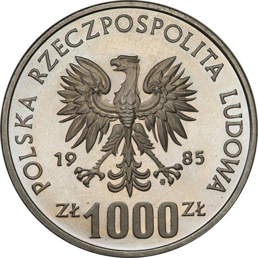 Аверс монеты - Пробные 1000 злотых 1985 года MW "Центр здоровья матери" Никель - цена  монеты - Польша, Народная Республика