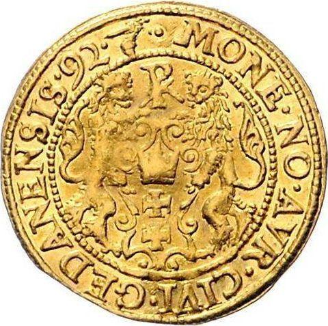 Реверс монеты - Дукат 1592 года "Гданьск" - цена золотой монеты - Польша, Сигизмунд III Ваза