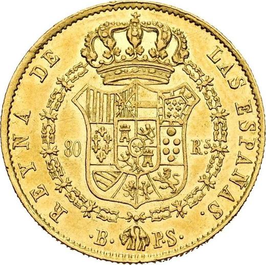 Rewers monety - 80 réales 1840 B PS - cena złotej monety - Hiszpania, Izabela II