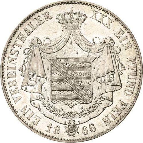 Реверс монеты - Талер 1866 года - цена серебряной монеты - Саксен-Мейнинген, Бернгард II