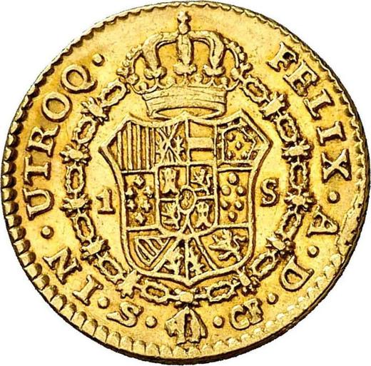 Реверс монеты - 1 эскудо 1780 года S CF - цена золотой монеты - Испания, Карл III