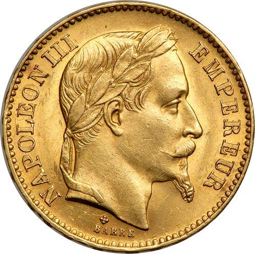 Obverse 20 Francs 1866 BB "Type 1861-1870" Strasbourg - France, Napoleon III