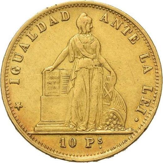 Аверс монеты - 10 песо 1862 года So - цена  монеты - Чили, Республика