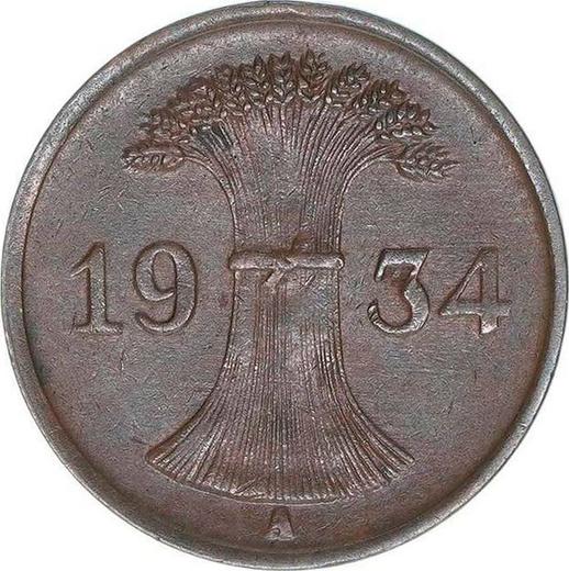 Reverse 1 Reichspfennig 1934 A - Germany, Weimar Republic