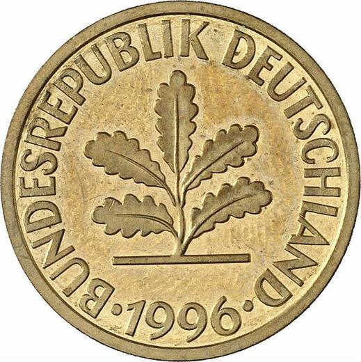 Реверс монеты - 10 пфеннигов 1996 года J - цена  монеты - Германия, ФРГ
