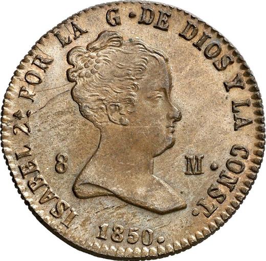 Аверс монеты - 8 мараведи 1850 года "Номинал на аверсе" - цена  монеты - Испания, Изабелла II
