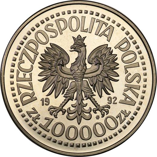 Аверс монеты - Пробные 100000 злотых 1992 года MW ET "Войцех Корфанты" Никель - цена  монеты - Польша, III Республика до деноминации