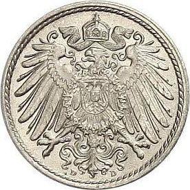 Rewers monety - 5 fenigów 1890 D "Typ 1890-1915" - cena  monety - Niemcy, Cesarstwo Niemieckie