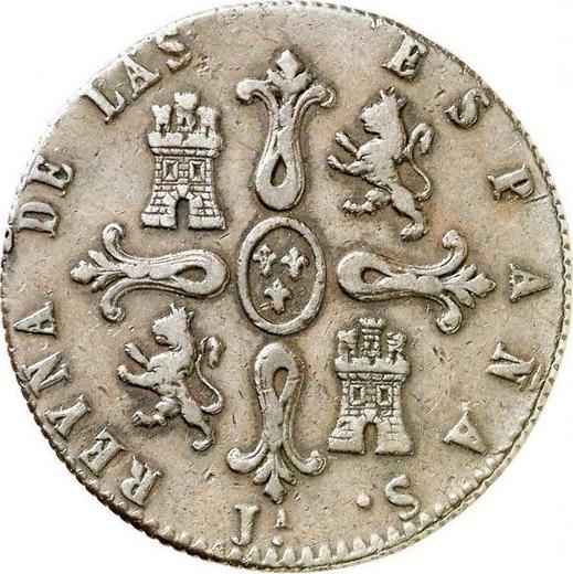 Reverso 8 maravedíes 1836 Ja "Valor nominal sobre el reverso" - valor de la moneda  - España, Isabel II