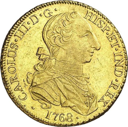Аверс монеты - 8 эскудо 1768 года Mo MF - цена золотой монеты - Мексика, Карл III