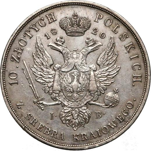 Реверс монеты - 10 злотых 1820 года IB - цена серебряной монеты - Польша, Царство Польское
