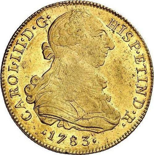 Obverse 8 Escudos 1783 MI - Peru, Charles III