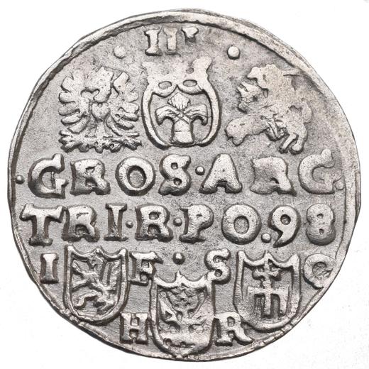 Реверс монеты - Трояк (3 гроша) 1598 года IF SC HR "Быдгощский монетный двор" - цена серебряной монеты - Польша, Сигизмунд III Ваза