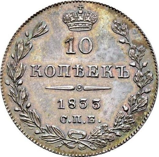 Reverso 10 kopeks 1833 СПБ НГ "Águila 1832-1839" - valor de la moneda de plata - Rusia, Nicolás I