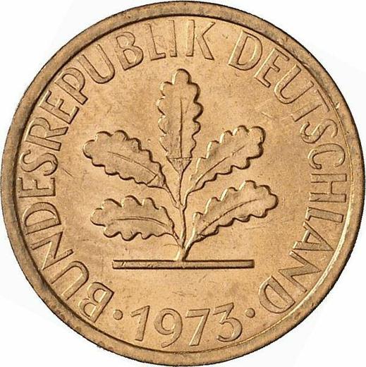 Реверс монеты - 1 пфенниг 1973 года D - цена  монеты - Германия, ФРГ