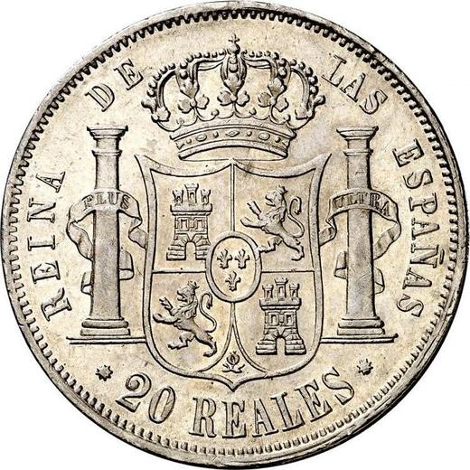 Reverso 20 reales 1863 "Tipo 1855-1864" Estrellas de ocho puntas - valor de la moneda de plata - España, Isabel II