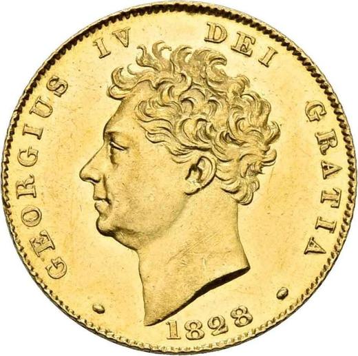 Awers monety - 1/2 suwerena 1828 - cena złotej monety - Wielka Brytania, Jerzy IV