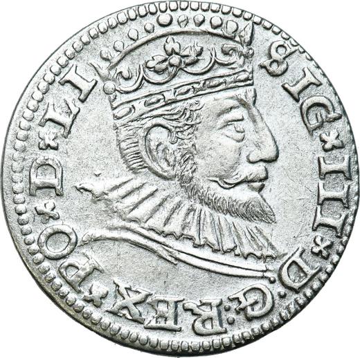 Аверс монеты - Трояк (3 гроша) 1592 года "Рига" - цена серебряной монеты - Польша, Сигизмунд III Ваза