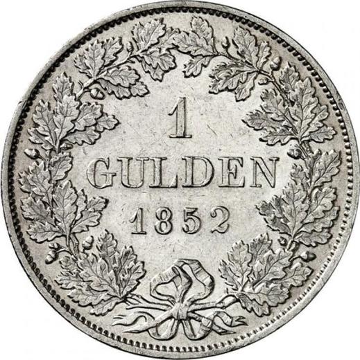 Rewers monety - 1 gulden 1852 "Typ 1845-1852" - cena srebrnej monety - Badenia, Leopold