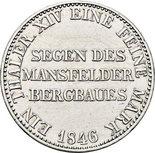 Reverso Tálero 1846 A "Minero" - valor de la moneda de plata - Prusia, Federico Guillermo IV