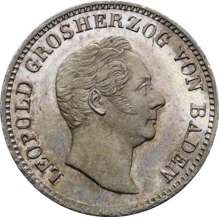 Awers monety - 1 krajcar 1844 "Pomnik Karola Fryderyka" Srebro - cena srebrnej monety - Badenia, Leopold