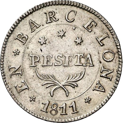 Реверс монеты - 1 песета 1811 года - цена серебряной монеты - Испания, Жозеф Бонапарт